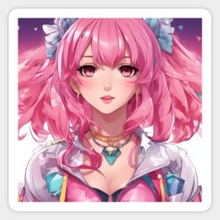 Pink hair anime princess Sticker